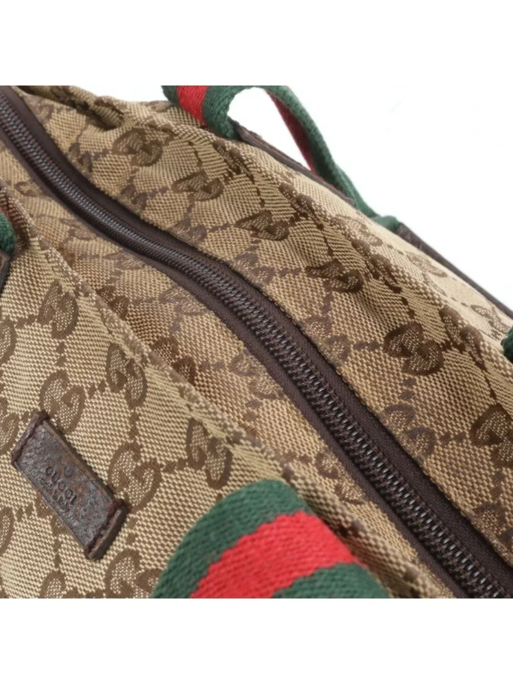 Gucci GG Canvas Sherry Line Leather Tote Shoulder Hand